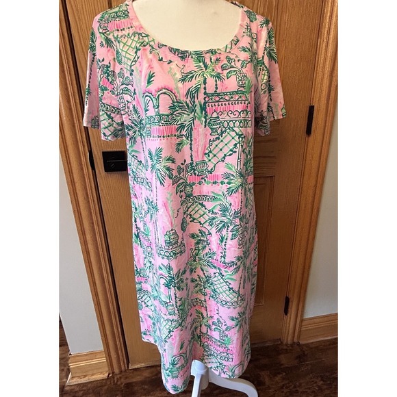 Lilly Pulitzer Dress Women's L Cody T-Shirt Mandevilla Baby 100% Prima Cotton - Picture 10 of 11